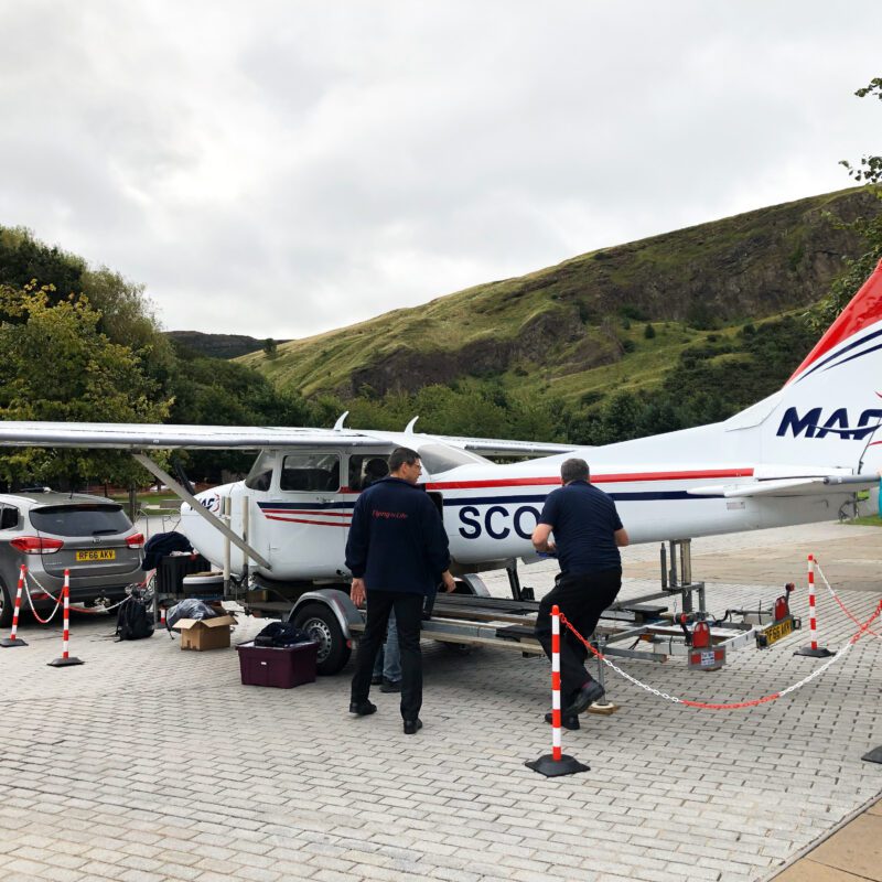 MAF volunteers setting up the display plane in Scotland