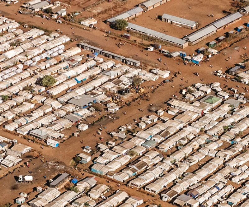 Aerial photo of a refugee camp