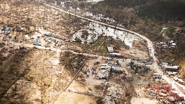 Aerial view of hurricane devastation in Haiti - MAF