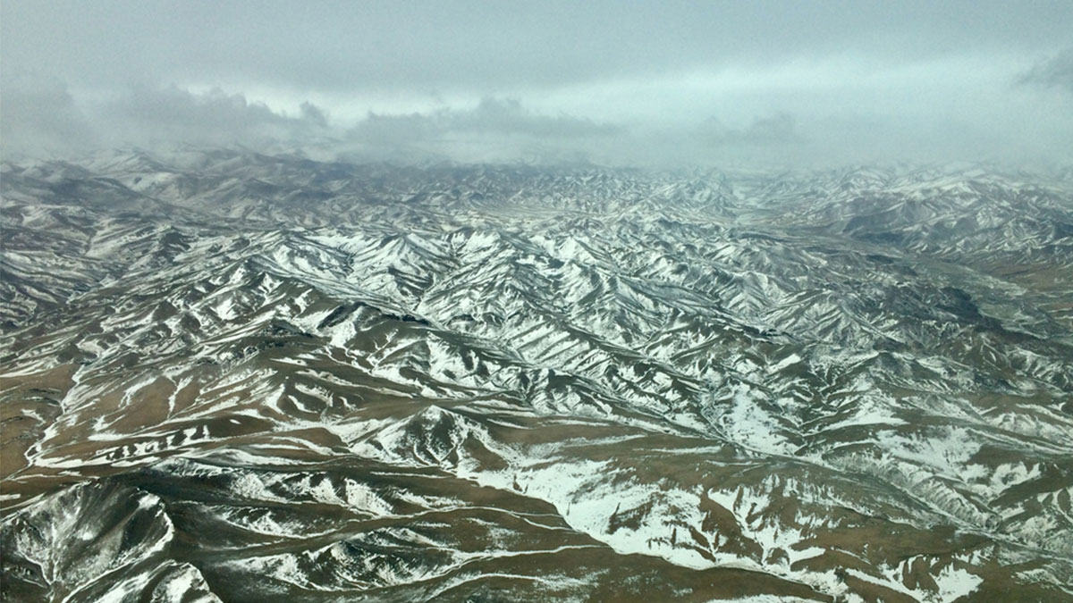 Mongolian landscape from the air