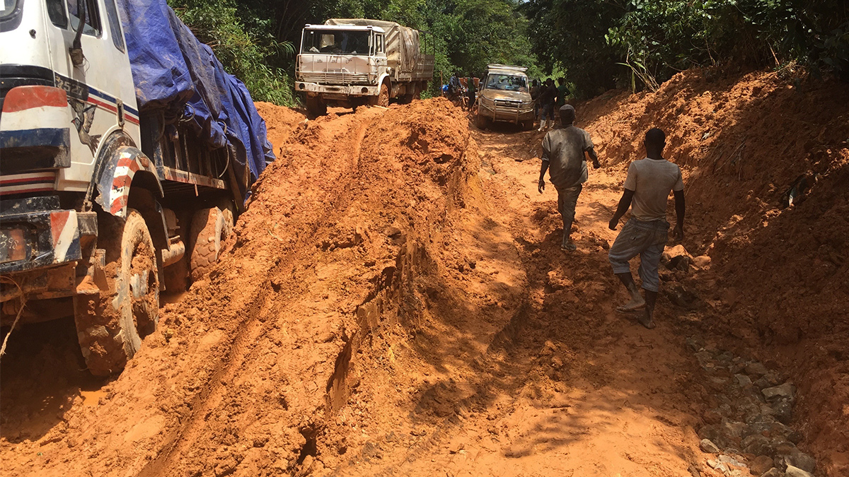 Roads get churned up during the rainy season