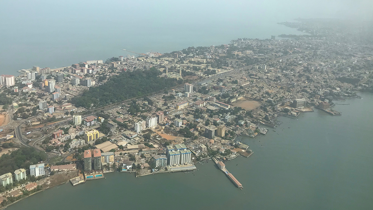 The capital city of Conakry by air