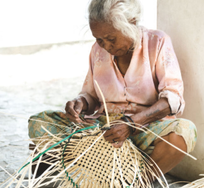 Lady making a basket