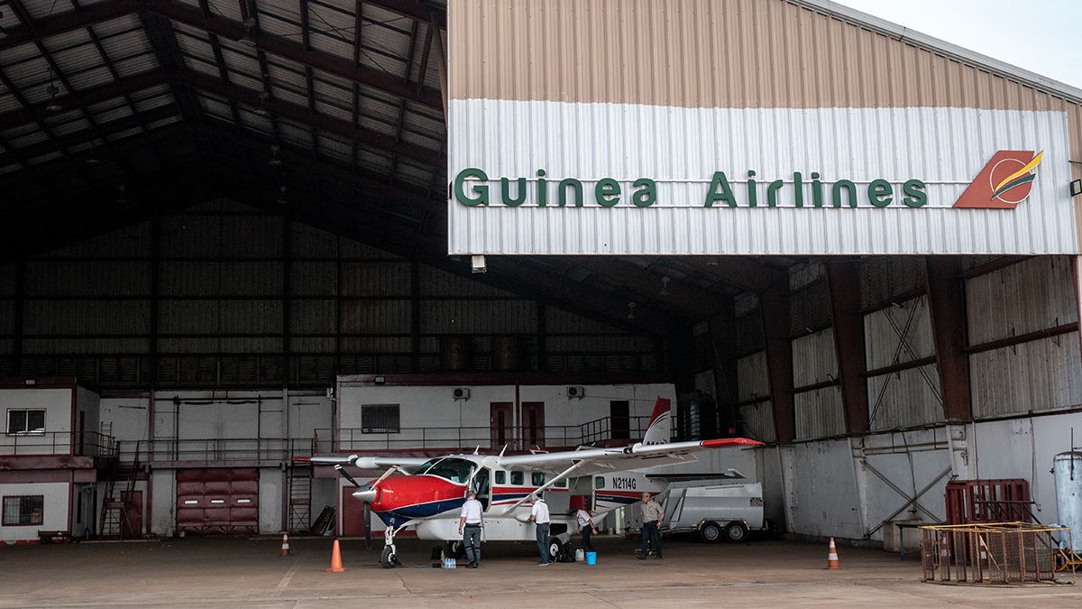 MAF’s first flight in Guinea took off from Conakry where MAF is using a disused former Guinea Airlines hangar