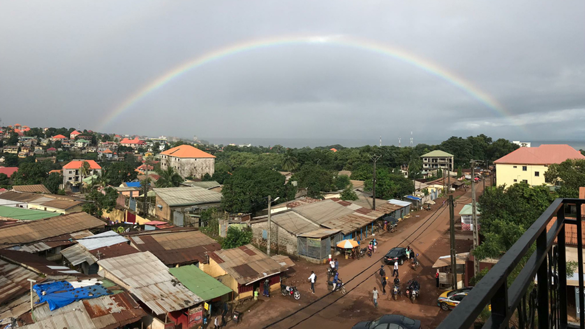 Rainbow over Guinea’s capital, Conakry