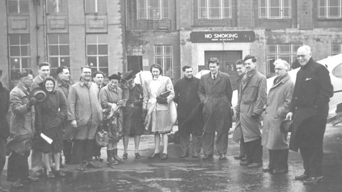 Send off at Croydon Airport on 3 January 1948, just before Jack and Stuart took off in the Mildmay Pathfinder for MAF’s first African survey flight.