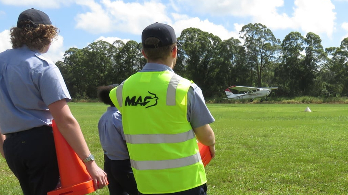 The students learn ‘short field’ and ‘soft field’ take-offs and landings at Atherton Aerodrome