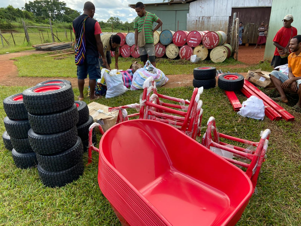MAF delivers chairs and tyres for the community of Mougulu