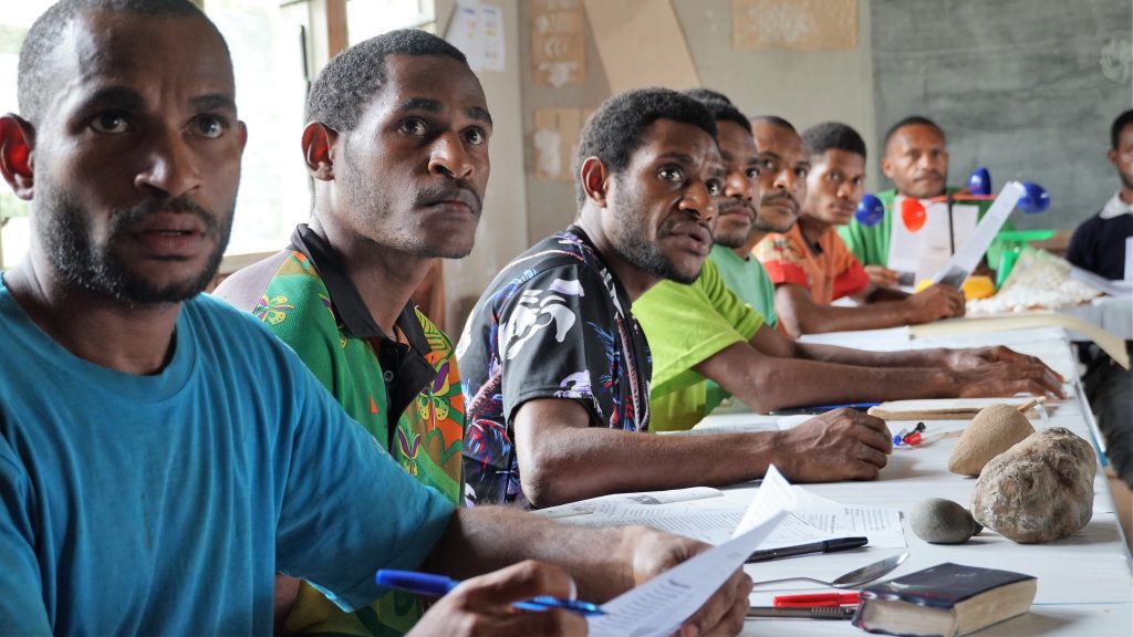 Students studying science at Nomad Mougulu High School, PNG’s Western Province