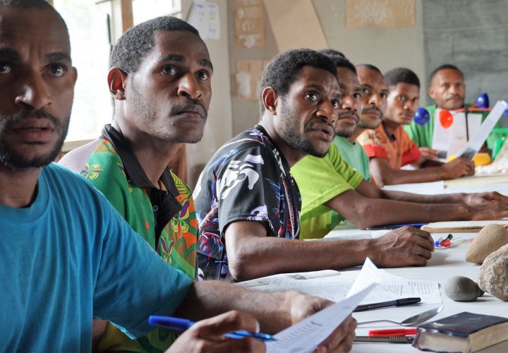 Students studying science at Nomad Mougulu High School, PNG’s Western Province