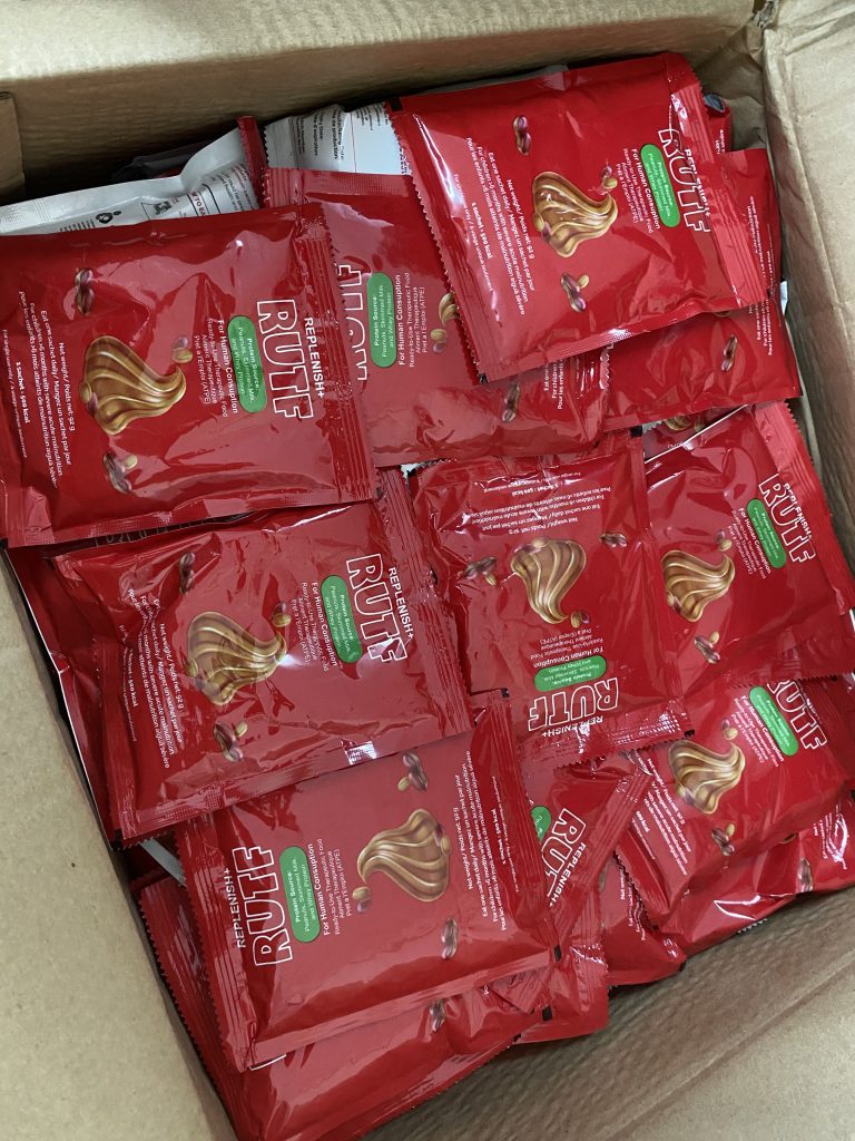 One box of 150 x RUTF sachets will feed one severely malnourished child (credit: Jenny Davies)
