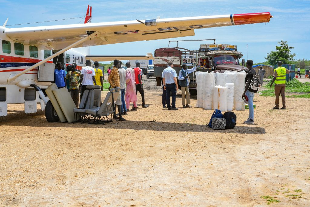 MAF’s been flying in a range of cargo to Renk including buckets for water and sanitation (credit: Jenny Davies)