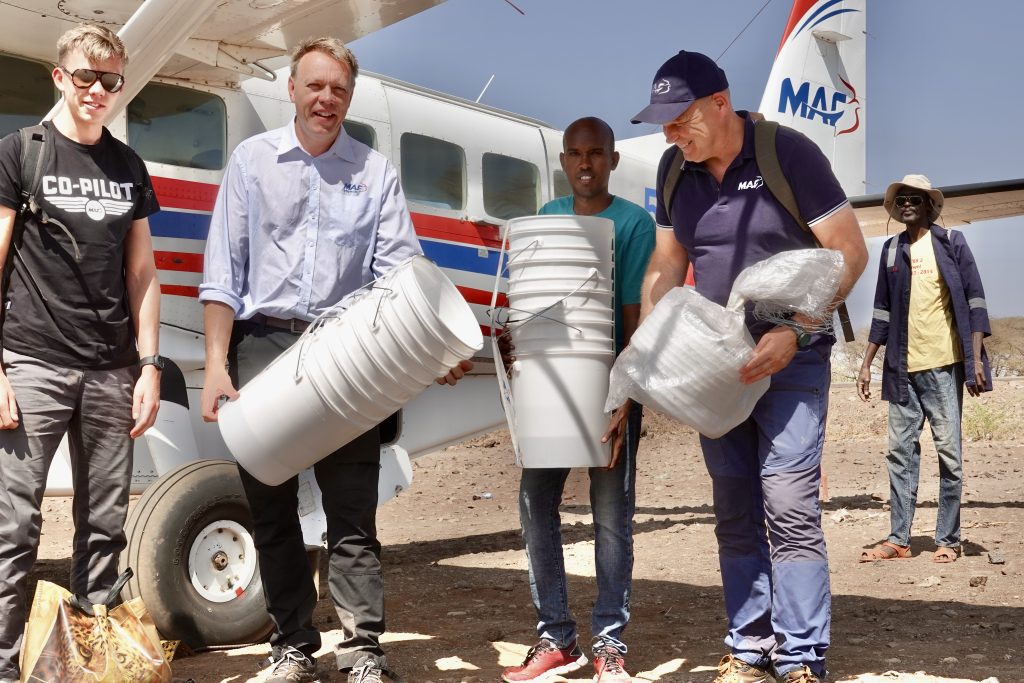 MAF delivers water filters to Logologo - essential in the fight against deathly cholera (credit: Paula Alderblad)