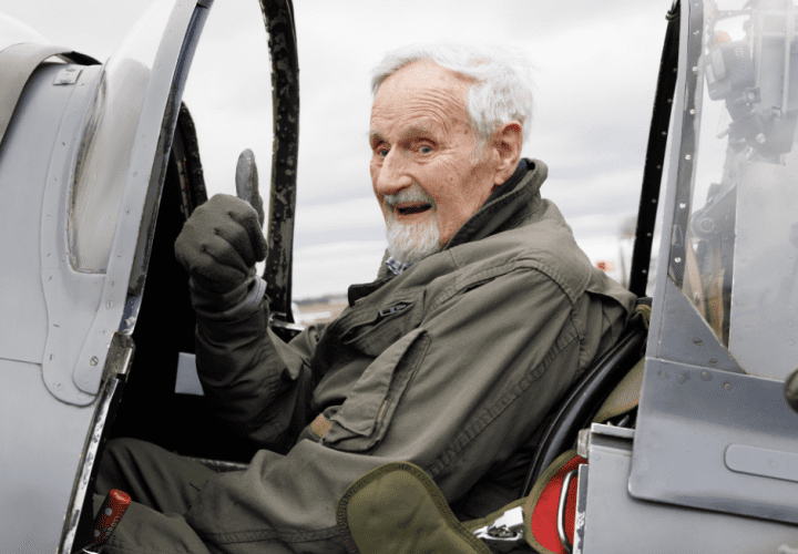 Jack Hemmings AFC is thought to be the oldest pilot to fly a Spitfire (Credit: Simon Dunsmore)