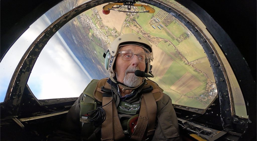 Jack turns upside down in a Spitfire for 3 ‘victory rolls’ (credit: Jonathan Buckmaster)