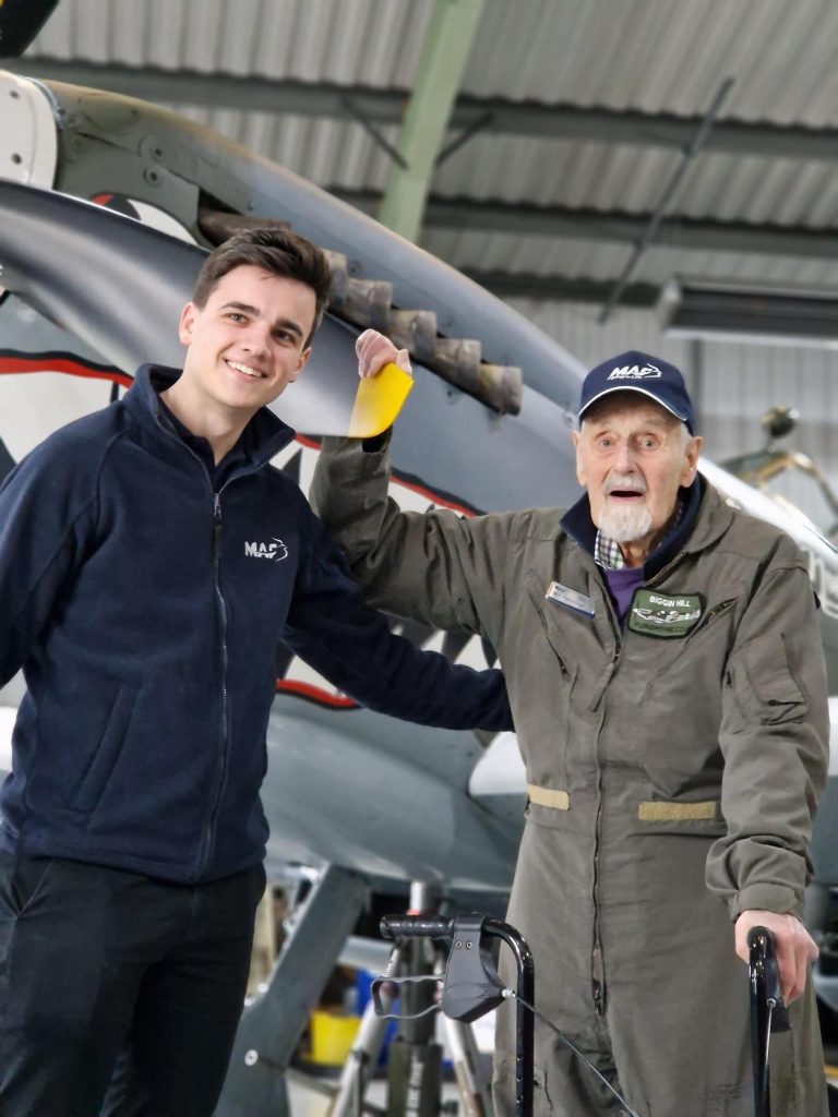 James meets 102-year-old MAF co-founder Jack Hemmings AFC (credit: Simon Dunsmore)
