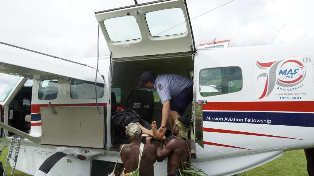 MAF is prioritising critical flights like this medevac in Madang Province, PNG (credit: Ashley Leyenhorst)