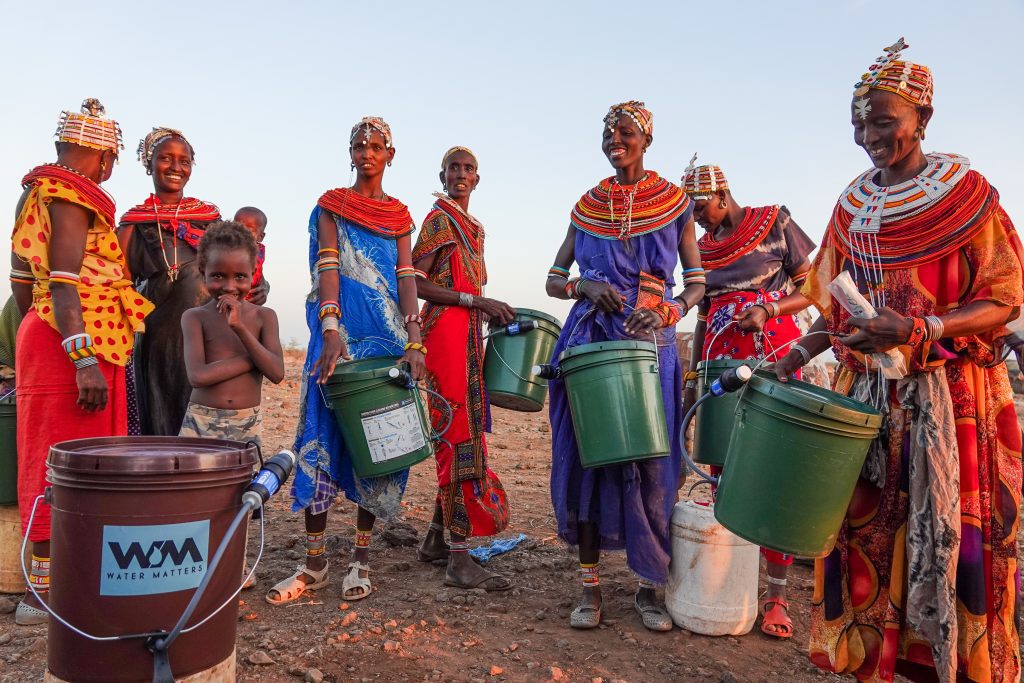 Women from Lbaarok, Marsabit gladly receive water filters, which will transform lives (credit: Paula Alderblad)