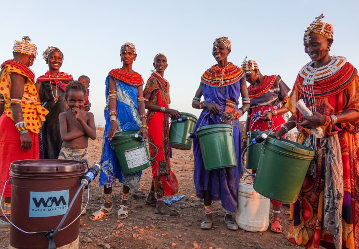 Women from Lbaarok, Marsabit gladly receive water filters, which will transform lives (credit: Paula Alderblad)